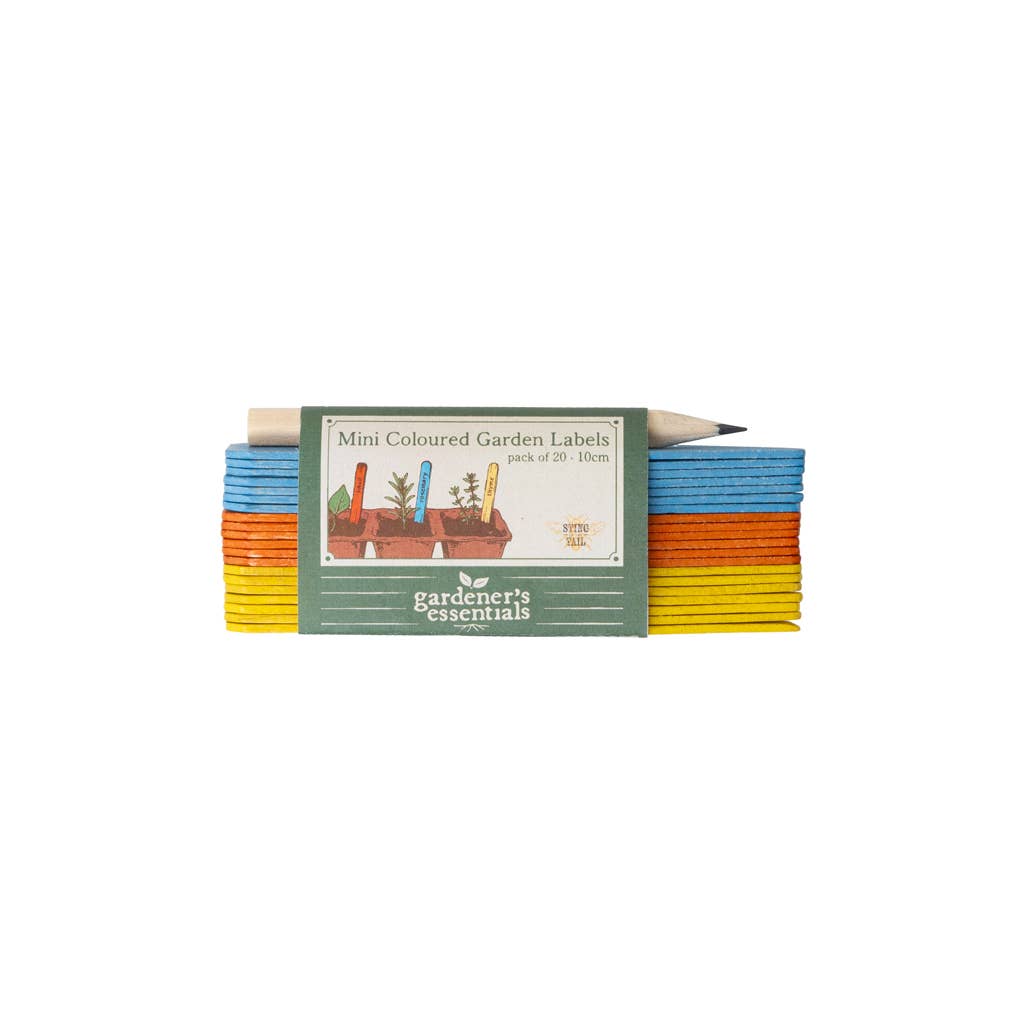 Gekleurde houten plantenlabels 10 cm – 20 stuks + potlood