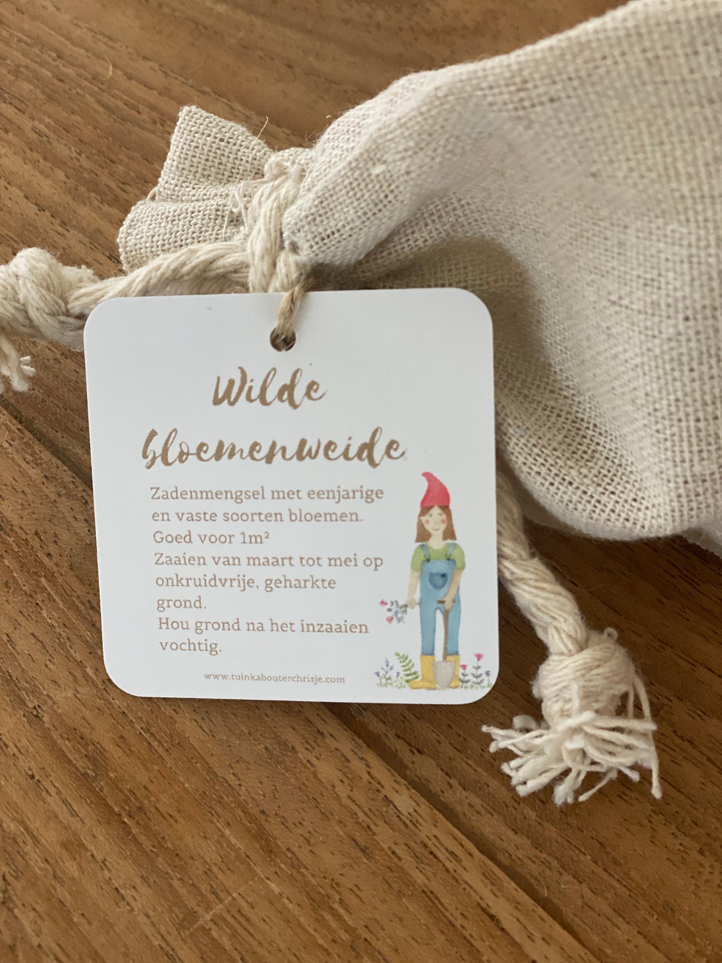 Merci graines prairie de fleurs sauvages dans un sac en lin