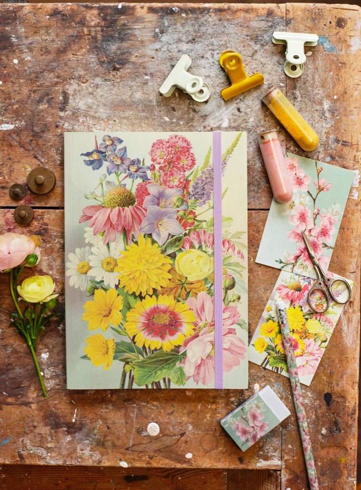 Notaboek A5 Vintage bloemenprint - Tuinkabouter Chrisje