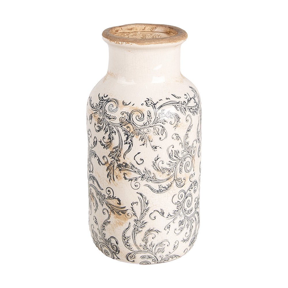 Keramieken vaas – Ø14 x 26 cm – Grijs-beige