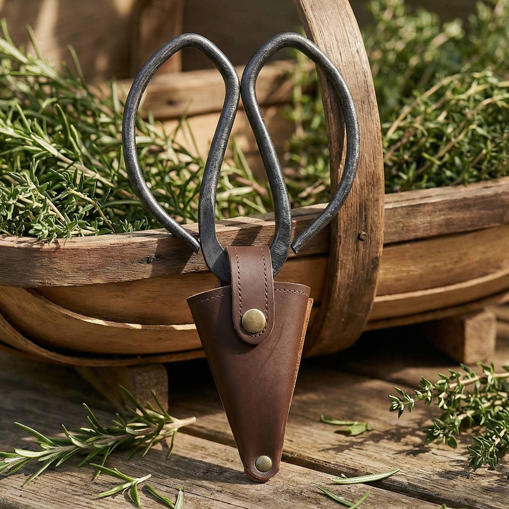 Grote tuinschaar met etui van vegan leer