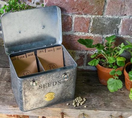 Sophie Conran gegalvaniseerde zadenbewaardoos - Tuinkabouter Chrisje